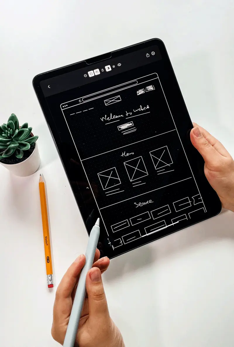 web design blueprint on a tablet